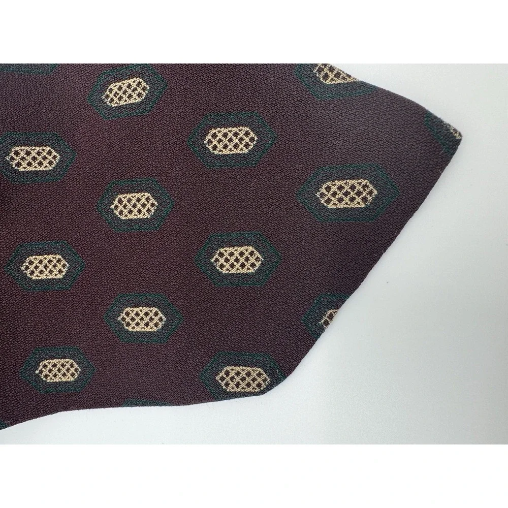 Giorgio Armani‎ Cravatte Silk Tie Brown Geometric Medallion Italy Designer